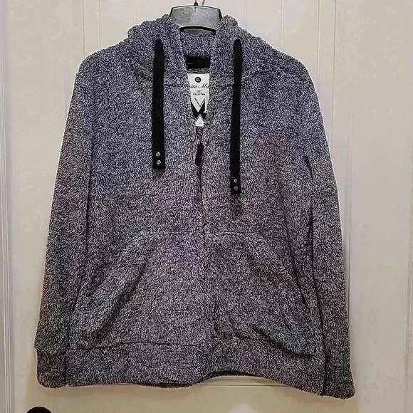 White Mark Full Zip Sherpa Hoodie Charcoal Grey Size XL - Picture 1 of 8